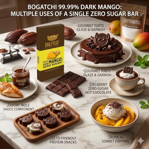 Image of BOGATCHI Chocolate 99% Dark| Mango | Real Cocoa Intense Dark Chocolate, 60 gm