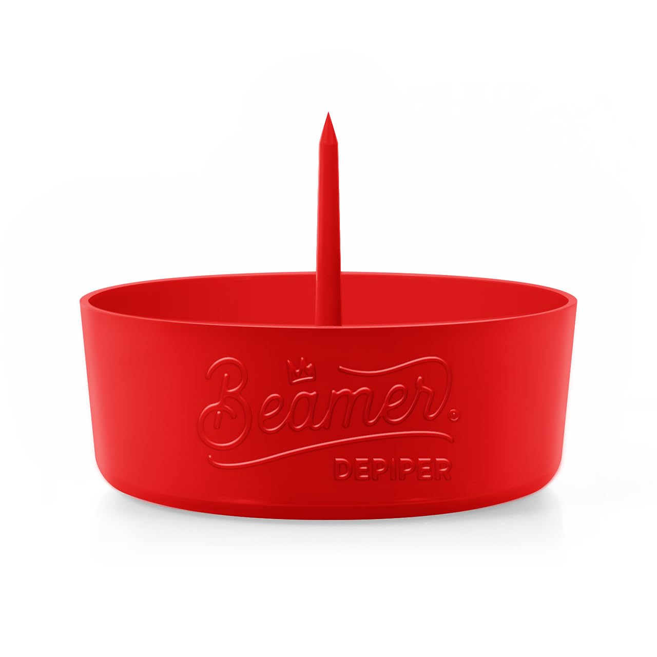 Beamer DePiper Red Ashtray with Built in Cleaning Poker Spike Tool to Clean out Pipes and Bowls Quickly and Mess Free and Beamer Smoke Sticker