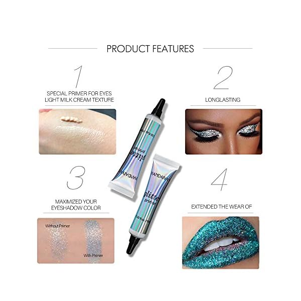 BELLESKY-Glitter-Eyeshadow-Primer-Gel-Waterproof-Smudgeproof-Eye-Primer-Base-Glue-Long-lasting-Professional-Eye-Shadow-Primer-Base-for-Eyes-Body-Face-Lip-2-PCS-10-ml MAEPEOR Cosmetic Glitter Glue Long Lasting Makeup Glitter Primer Gel Waterproof & Smudgeproof Primer Base Glue for Body Eyes Face Lip with Glitter, Body Jewels, Rhinestones (2 PCS, 10 ml)