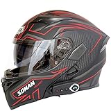 ▲ CASCO BLUETOOTH PARA MOTOCICLETA: la distancia máxima del intercomunicador es de 800 metros; cuando el teléfono contestador manos libres Bluetooth, la distancia puede alcanzar los 10 metros; puede soportar que tres personas cambien el intercomunicador; dos personas pueden hablar al mismo tiempo; el intercomunicador puede durar hasta 6 horas, el tiempo de espera puede ser de hasta 300 horas, adecuado para cualquier tipo de casco de motocicleta.