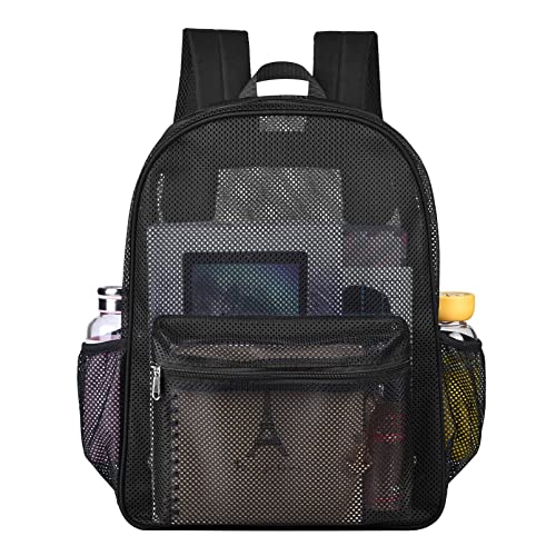 Clear Backpack Stadium Approved Heavy Duty Semi-Transparent Mesh ...