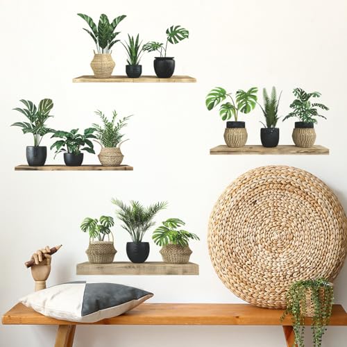 Image of Green Plant Wall Stickers, 3D Bonsai Tropical Betterfly Creative Vinyl Peel and Stick Removable Wall Art for Living Room Bedroom Home Office (Green Plant 4)