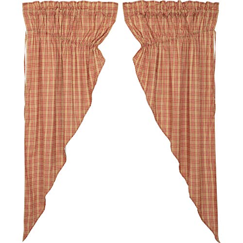 VHC-Brands-Sawyer-Mill-Plaid-Cotton-Farmhouse-Curtains-Rod-Pocket-Drawstring-Ties-63-Inches-Length-Prairie-Panel-Pair-Red VHC Brands Sawyer Mill Plaid Cotton Farmhouse Curtains Rod Pocket Drawstring Ties 63 Inches Length Prairie Panel Pair Red
