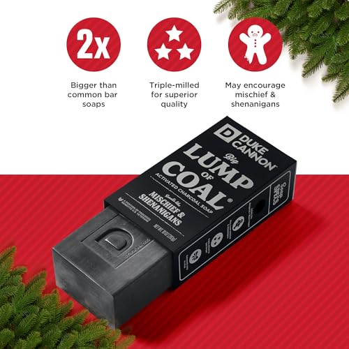 Image of Duke Cannon Big Brick of Soap Holiday 4-Pack for Men - 10 oz Each - Long-Lasting Triple-Milled Bar Soaps in Holiday Scents: Lump of Coal, Illegally Cut Pine, Santa's Pipe Smoke, White Elephant