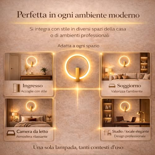 Lámpara dorada elegante Arcadia Circe aplique pared interior LED diseño moderno 4