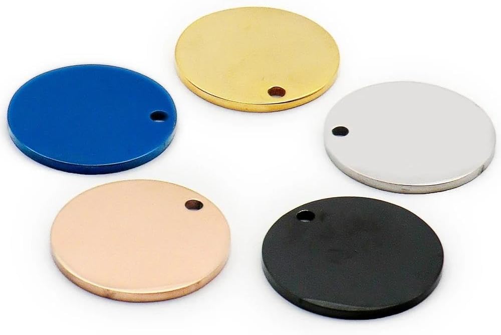 卸売 100 個彫刻可能なステンレス鋼ペットタグ銘板ペットステンレス鋼 ID タグ銘板空白ラウンド犬タグペンダントペット DIY タ