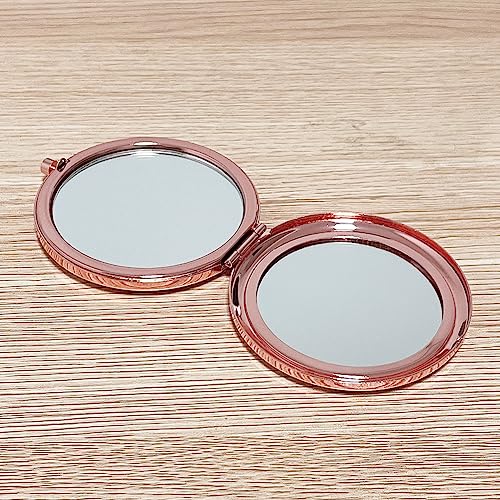 Liujiami 6.5CM Compact Mirror Small Handheld Mirror Portable Double Sided Magnifying Makeup Mirrors Purse Handbag Pocket Mirror Folding Travel Cosmetic Mirror for Women Pink - Image 4