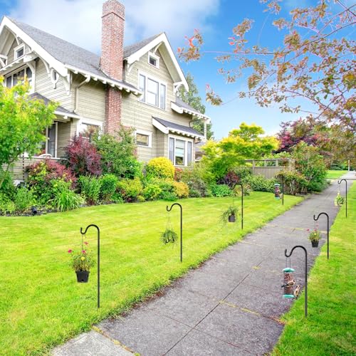 Image of 12 Pcs 35 Inch Shepherds Hook for Outdoor Adjustable Bird Feeder Pole Metal Steel Shepard Hooks for Hummingbird Stand Feeder Pole for Garden Plant, Lantern, Hanging Wedding Decor