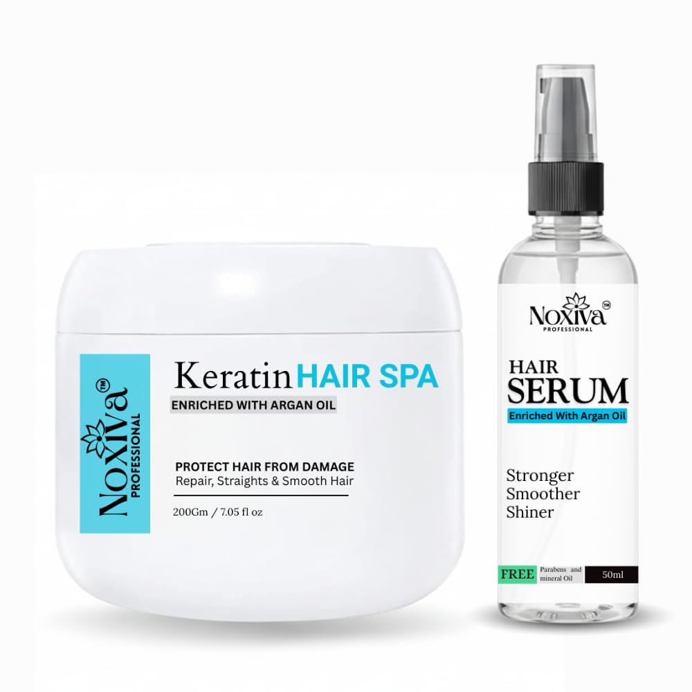 Noxiva Keratin Hair Spa & Serum Combo Deep Repair & Frizz Control with Argan Oil Smooth, Nourish & Shine Care Kit for Damaged, Dry Hair-image-23