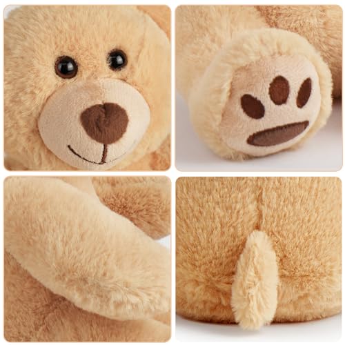 LotFancy Teddybär Plüschtier Kuscheltiere 20cm, Teddy Bär Klein Braunbär Süße Stofftier Spielzeug, Geschenke für Kinder Mädchen Freundin, Geburtstag Valentinstag, Hellbraun