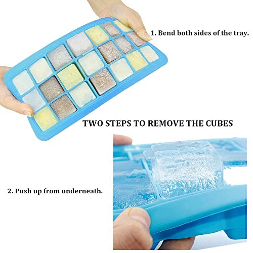Bandeja de hielo flexible de silicona 21 cavidades con tapa azul miniatura 4