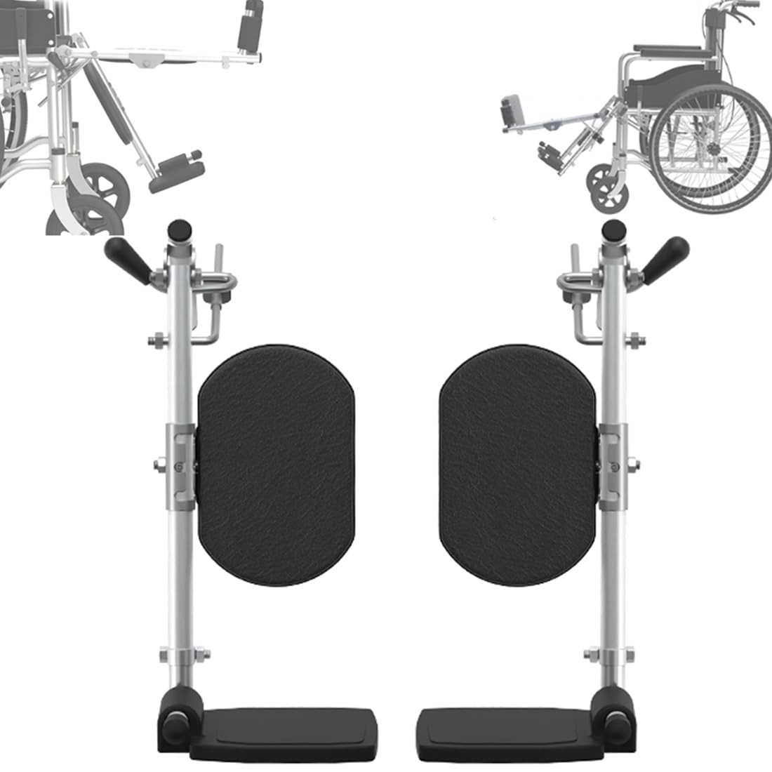 Reposapiés elevadores para sillas de ruedas con almohadillas acolchadas para pantorrillas, ángulo ajustable de 90-180°, mejora la comodidad para usuarios mayores y discapacitados