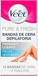 Folha Depilatória Pernas e Corpo Veet Pure & Fresh 12 unidades