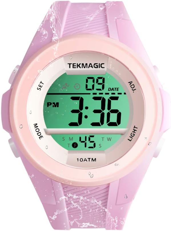 Girls Sports Watch 10 ATM Waterproof Swimming Watch with Stopwatch, Chronograph, Alarm Functions, Dual Time Zone, 12/24 Hours Format