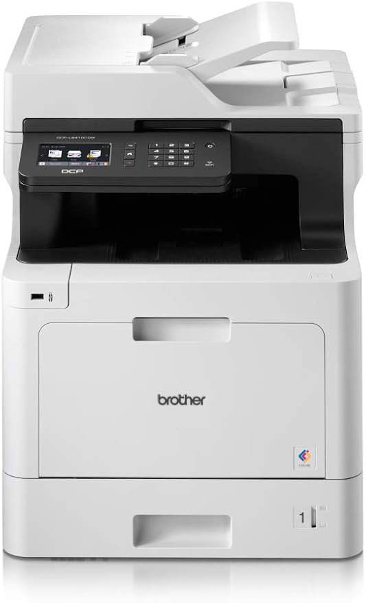 Brother DCPL8410CDW Stampante Laser Multifunzione a Colori 3 in 1, 31 ppm, Wi-Fi, Ethernet, USB 2.0, ADF da 50 Fogli, Stampa Fronte-Retro automatica, Display Touchscreen
