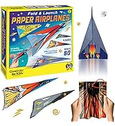 Creativity for Kids Fold and Launch Paper Airplanes - Create 80 Paper Planes, 2 Airplane Launcher...