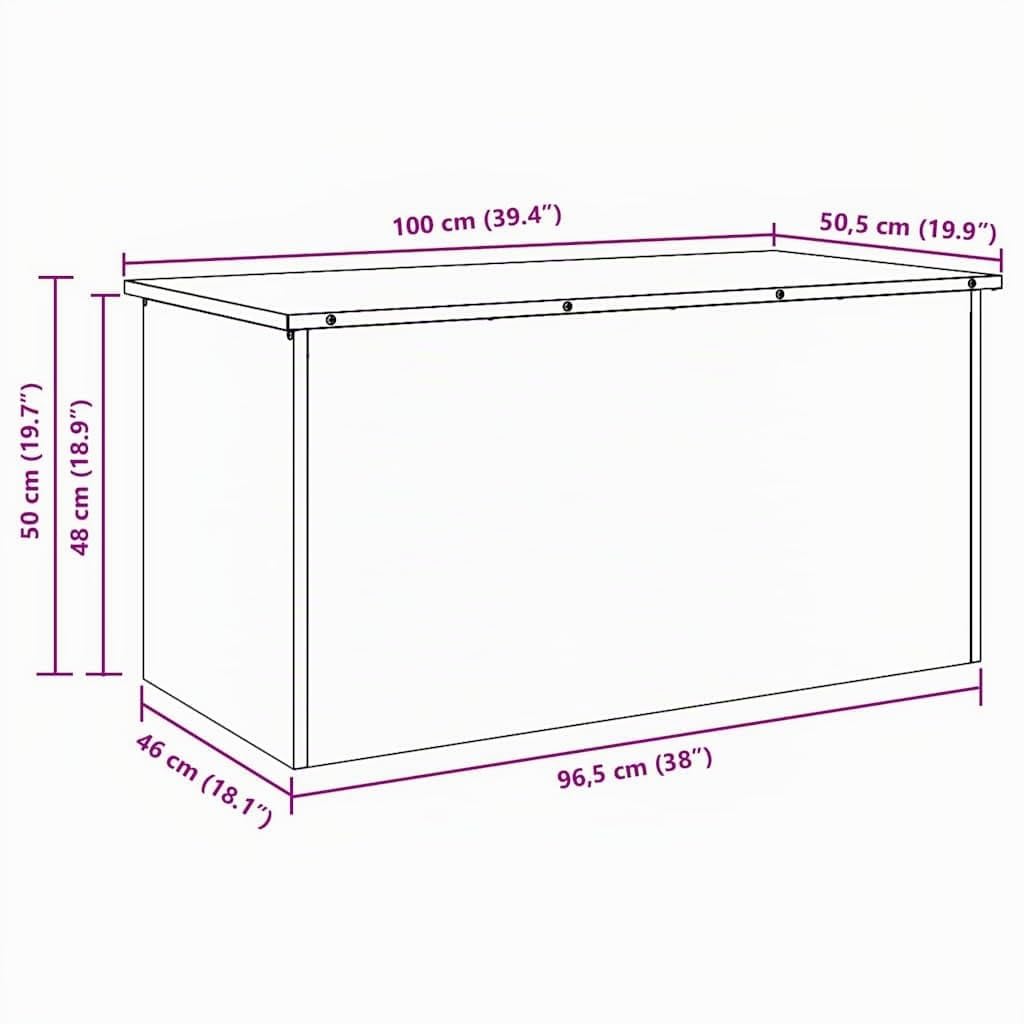 vidaXL Tuinkussenopbergdoos Gegalvaniseerd staal 100 x 50,5 x 50 cm