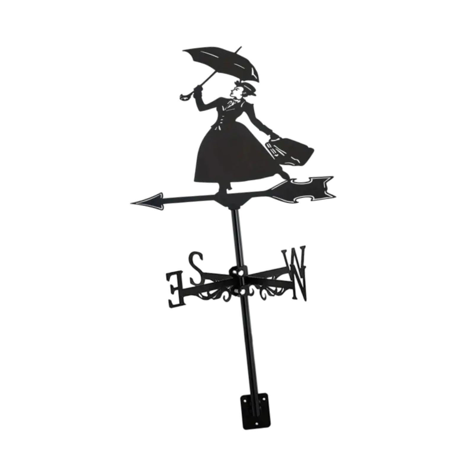 QUXVUIS Direction Indicator Features Iron Metal Wind Vane For Outdoor Yard Lady Figurine Weathervane With Farmhouse Metal Wind Vane Outdoor Yard Crane Weather