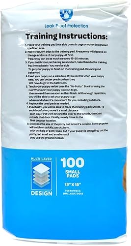 Miniatura 4 de Kashmir Almohadillas de entrenamiento para perros, 100 unidades, almohadillas para orina para perros (pequeño, 13 x 18 pulgadas), almohadillas de
