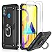 LeYi Funda Samsung Galaxy M30s con [2-Unidades] Cristal Vidrio Templado,Armor Carcasa con 360 Grados Anillo iman Soporte Hard PC y Silicona TPU Bumper Antigolpes Case para Movil M30s,Oro Rosa