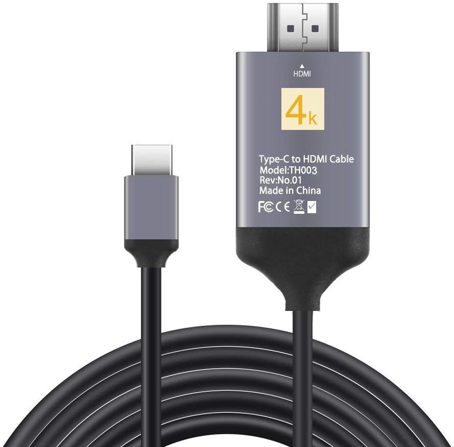 USB C to HDMI Cable,USB Type-C to HDMI Cable (4K@60HZ) [Thunderbolt 3 Compatible] for MacBook Chrome Book Surface Book iMac Galaxy S9/S8/Note8 Dell XPS 13/15 Pixelbook Pavilion.(Length:6.5 feet/2 m