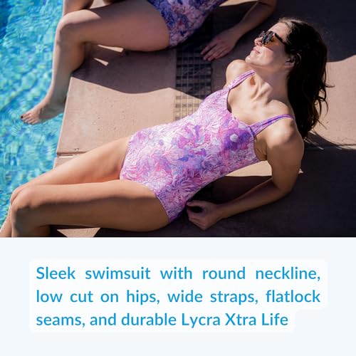Sporti Women's One Piece Swimsuits Conservative Cut - Printed Bathing Suit for Ladies, Missy - Girl Leg Swimsuit Women3