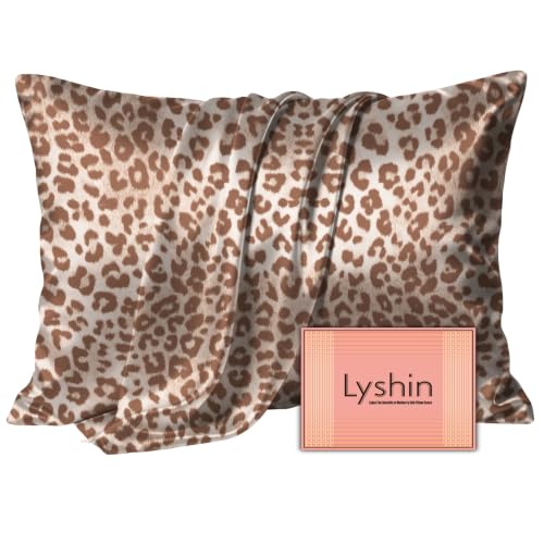Image of LYSHIN Silk Pillow Cases Queen Size with Hidden Zipper, Leopard