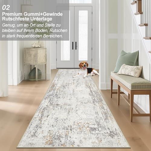 Alfombra de pasillo beige abstracta de diseño minimalista moderno para dormitorio 6