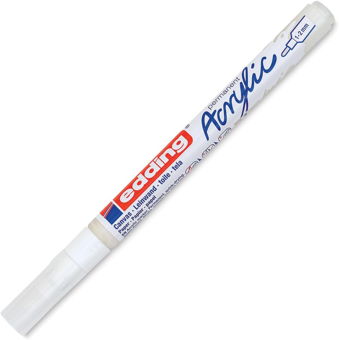 5300 white - 1 paint marker pen - fine round nib 1-2mm - for drawing on canvas, art paper and wood - acrylic markers for pebbles, waterproof