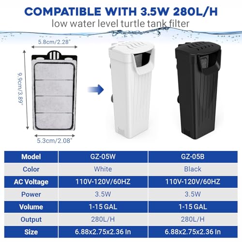 Image of GOZILLA 10 Pack Aquarium Filter Cartridges, Filters for Turtle Tank Replacement Plates, Sponge Filter Suitable for 3.5W 74GPH Low Water Filters.