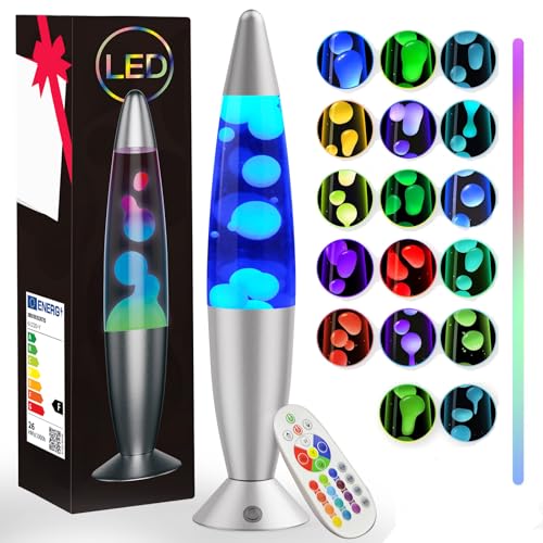 AONESY Lavalampe Groß mit 17 Farbwechsel Steuerbar: Lavalampen Schwarz mit Fernbedienung für Kinder Erwachsene | Lavalampe Glitzer für Schlafzimmer/Wohnzimmer/Büro-34cm Weiß