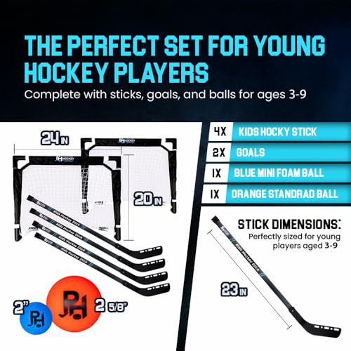 Premier Sports - Kids Hockey Set – (4) Sticks, (2) Mini Goals, (1) Foam & (1) Standard Balls – Complete Beginner Set for Ages 3-9 - Thumbnail 2