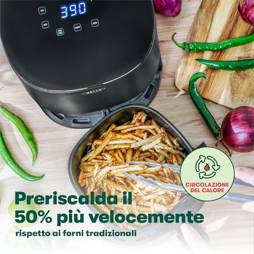 bella Friggitrice ad Aria Digitale da 3 L, Multifunzione 5-in-1 con Griglia e Cestello Antiaderenti Rimovibili e Lavabili in Lavastoviglie, 1400 Watt, Nero - Immagine 5