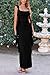 PRETTYGARDEN Women's Summer Long Formal Wedding Guest Dress Sleeveless Ruffle Cocktail Party Maxi Bodycon Dresses (Black,Medium)