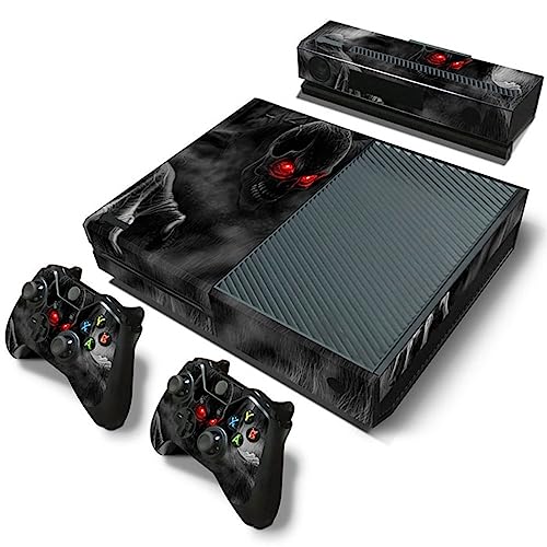Image of Protective Vinyl Skin Decal Cover for Xbox One Console Wrap Sticker Skins with Two Free Wireless Controller - Black Devil