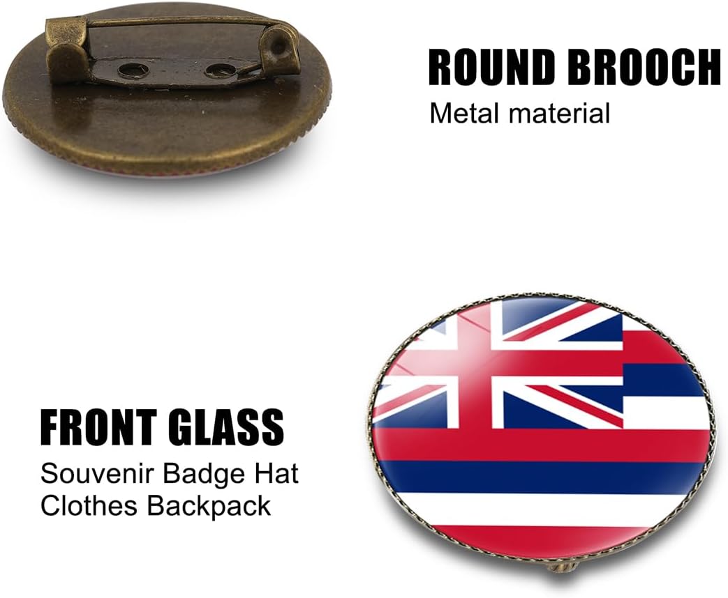 4 Pcs Hawaii Flag Pin Round 1 Inch, Lapel Pins Souvenir Badge for Hat Clothes Backpack,Hawaiian Flag Brooch Accessories Party Favors,Patriotic Pin Accessories for Men/Women - Image 3