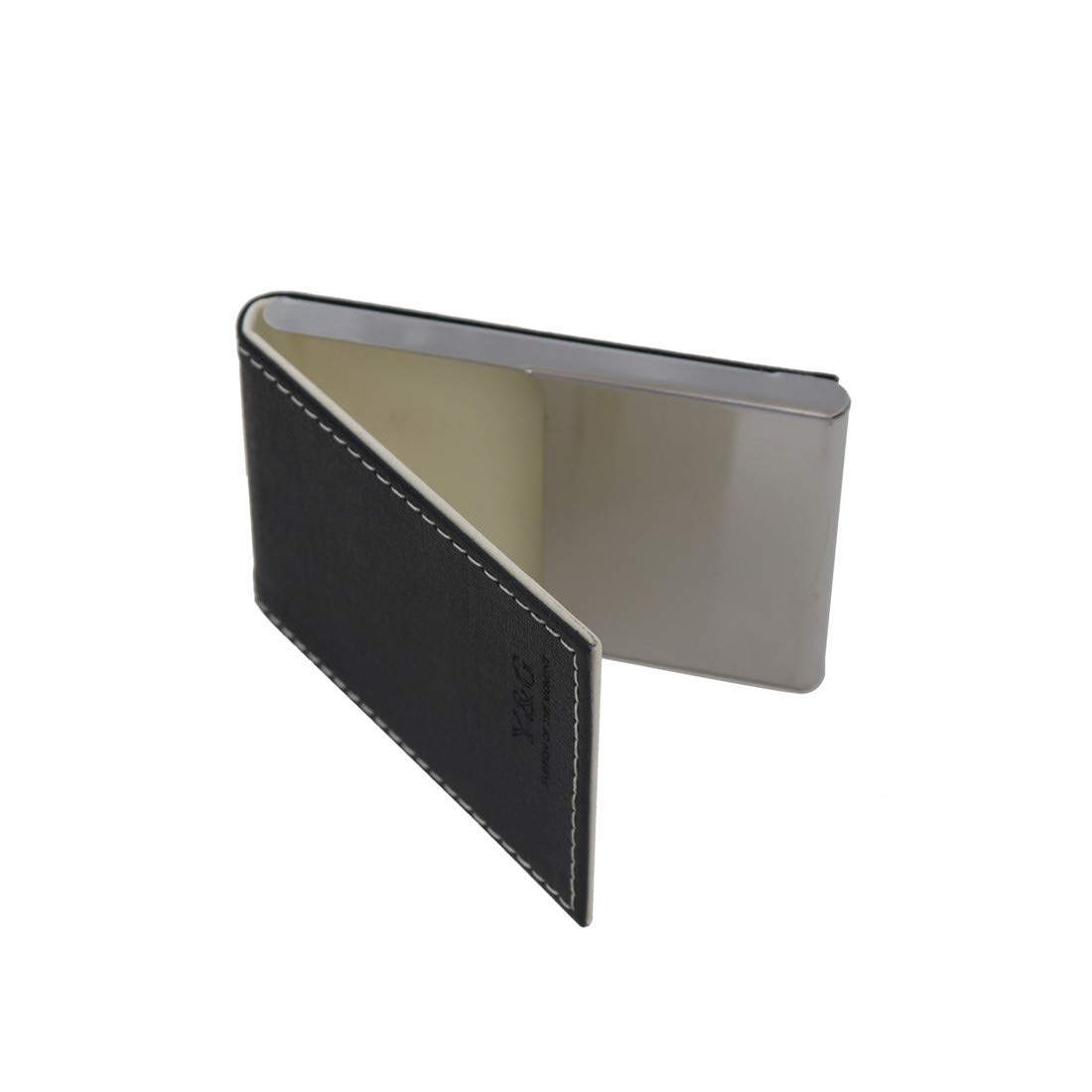 Y&GC.A.U.F.037 Black Beige Synthetic Leather Stainless Steel Elegant ID Card Holder