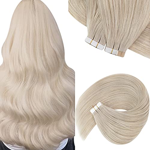 22inch Blonde Hair Extensions Tape in Platinum Blonde Tape in Hair Extensions Natural Hair Seamless Tape in Human Hair Extensions 20pcs/50g