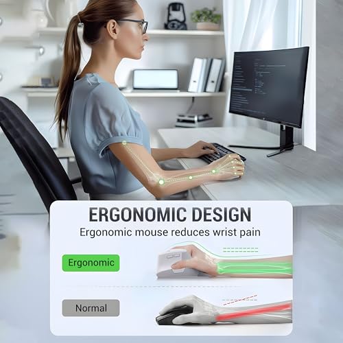 Image of Ant M200 Vertical Wireless Mice, Wireless Ergonomic, Rechargeable,5 Adjustable DPI, Silent 2.4GHz Optical Tunnel, USB Wireless Mouse for Laptop, PC White