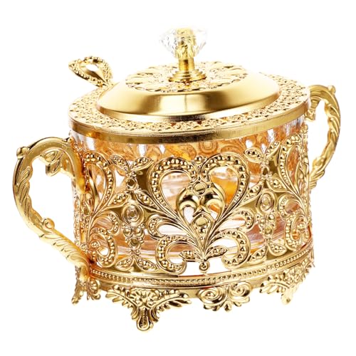 UPKOCH Household Spice Jar with Iron Candy Canister and Glass Lid 3.54X3.54X3.93 Inch Vintage...
