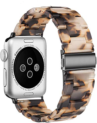 NYENEIL Compatible with Apple Watch Band 42mm 44mm 45mm for iWatch SE Lightweight Resin Wristband Bracelet Strap Series 7 6 5 4 3 2 1 Mens Womens (Tortoise Stone Flower, 42MM/44MM/45MM) - image 2