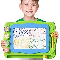 BLmukce Magnetic Drawing Board Large, Toy for Kids Age 2-7 Years, Erasable Doodle Board with 4 Colors, Educational Travel Learning Toy, Birthday Gift for 2 3 4 5 Year Old Girls & Boys(Green)