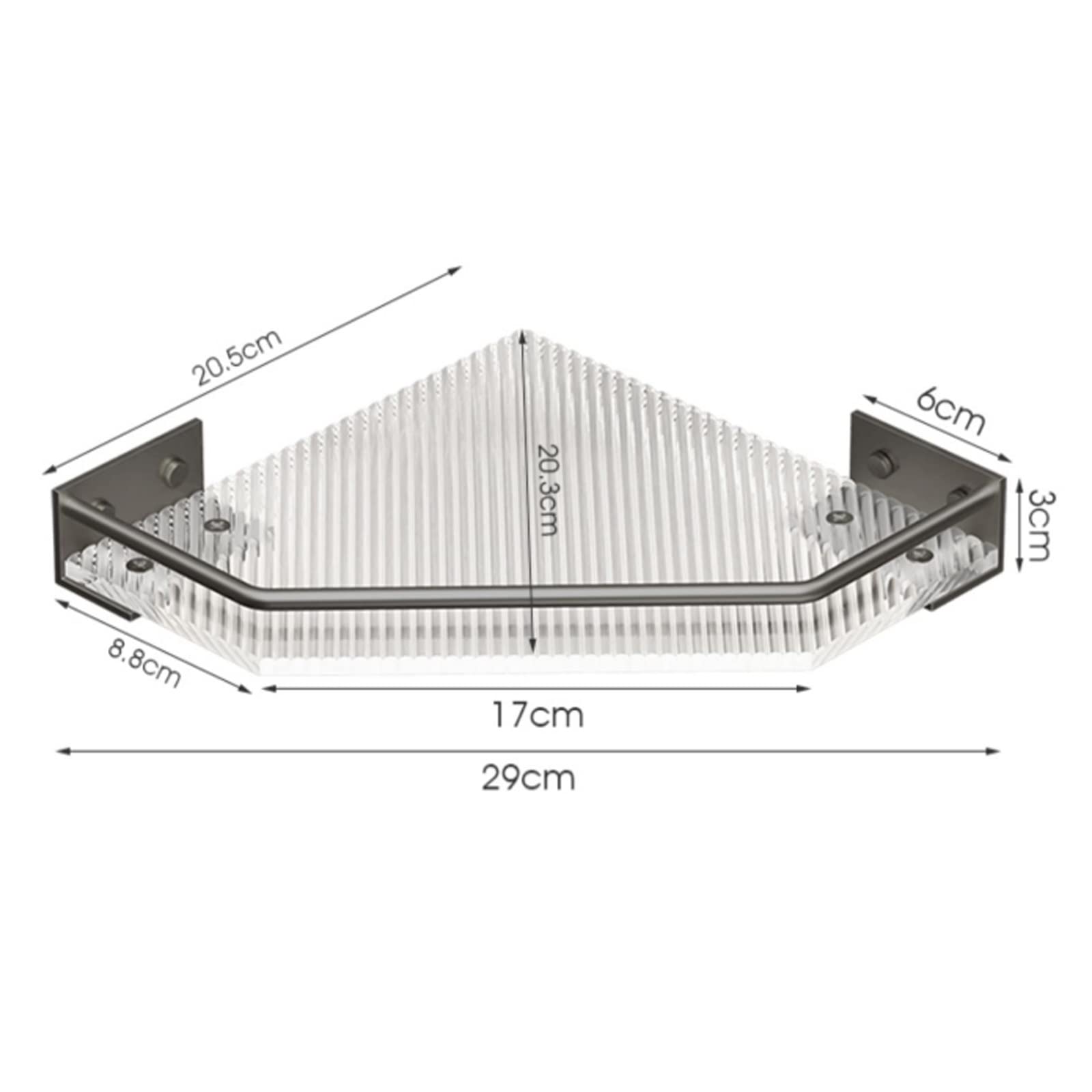 Estanteria Ducha Estante de esquina for baño con 2 ganchos, estante de pared de acrílico for baño, estante de ducha de acero inoxidable con riel, estante for colgar en la pared en la cesta triangular
