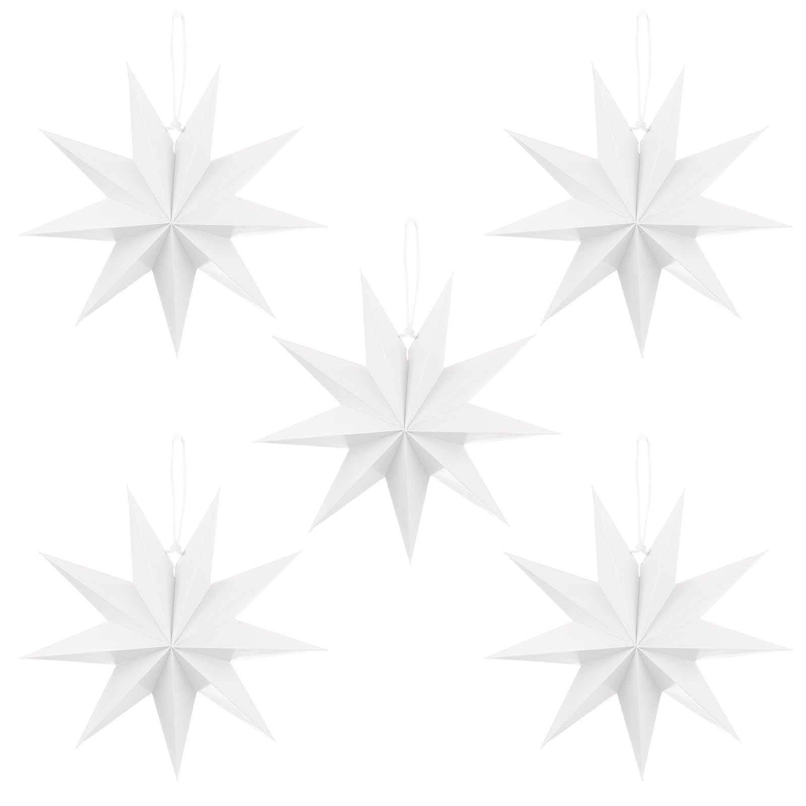 Lanterne papier étoile 9 branches blanche suspension Noël mariage