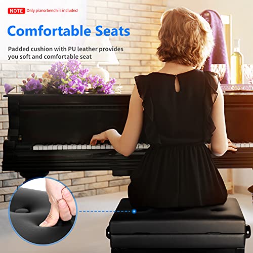 Neewer NW-007 Verstelbare deluxe gestoffeerde pianobank - lederen kruk zonder rug met opbergvak, massief hardhoutbouw… - Image 7