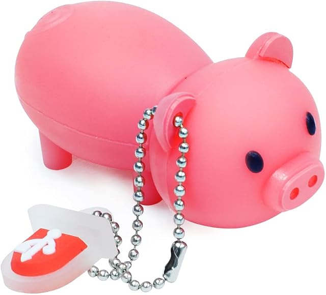 BorlterClamp 32GB Cute USB Flash Drive with Lanyard Cartoon Pink Piggy Shaped Memory Stick Pen Drive Gift