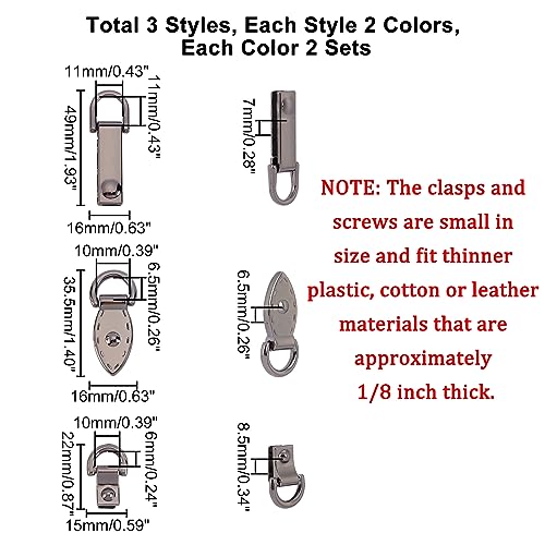 WADORN Bag Buckle, 12pcs Metal Alloy Handbag Clasps with D Ring, 3 Styles, 3 Sizes, for DIY Leather Craft Making Gunmetal - Image 2