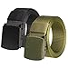 RBOCOTT 2 Pacchi Cintura Tattica Nero Verde Scuro in Tela in Nylon Militare da Uomo,Cintura Regolabile all'aperto Con Fibbia in Plastica(125cm)