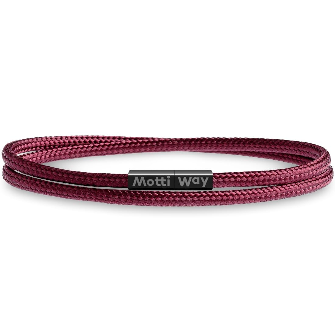 Motti Way Nautical Durable Red Rope Cord Cuff Unisex Waterproof Bracelet with Magnetic Clasp for Men & Women