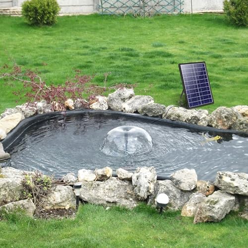 Biling Solarbrunnen mit Akku, 7,5 W Solar-Teichpumpe mit 3600 mAh Batterie Schwimmende Solarpump Fontäne mit 10 Sprühstilen, Solar Springbrunnenpump ideal für Gartenteich, Wasserspiel und Vogelbad